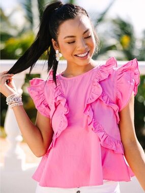Stunning Charisma Pink Ruffled Top